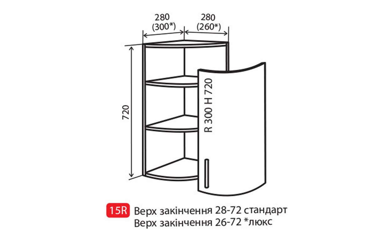 Кухонная секция Alta AL верхняя №15R Vip Master - Фото