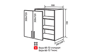Кухонная секция Парма верхняя №6 (стекло) - Фото