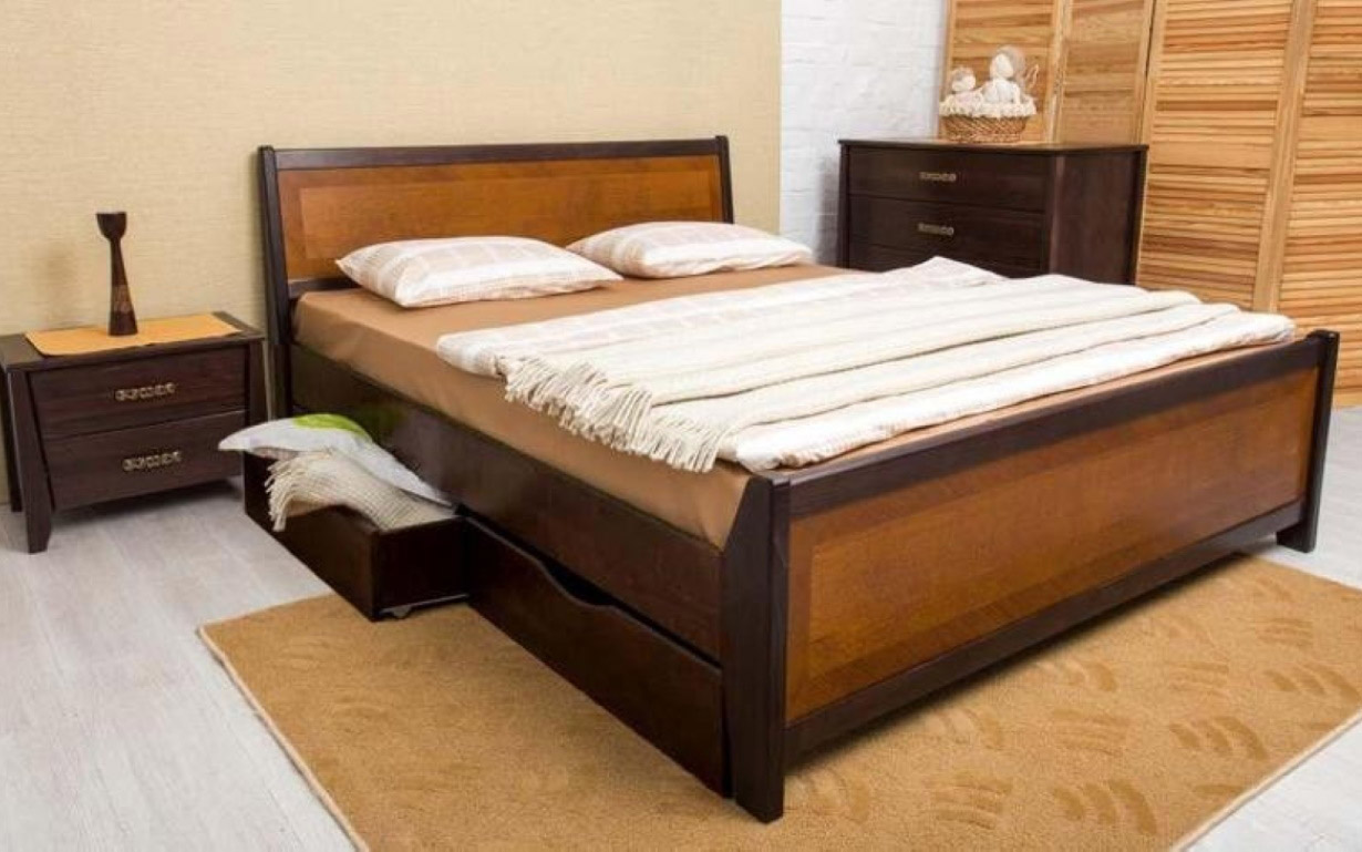 Ліжко Сіті з інтарсієй та шухлядами 160х190 см. Олімп - Фото